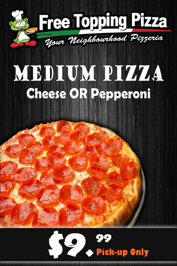 medium pizza with cheese or pepperoni